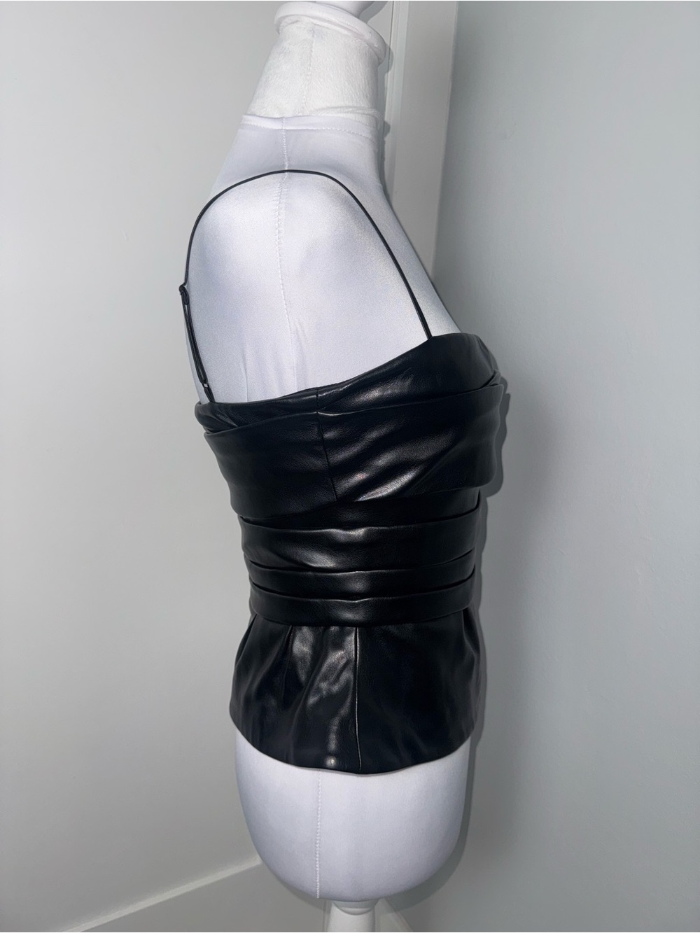 SIMKHAI Imara Vegan Leather Bustier Top in Black/Size 4 - Picture 7 of 11